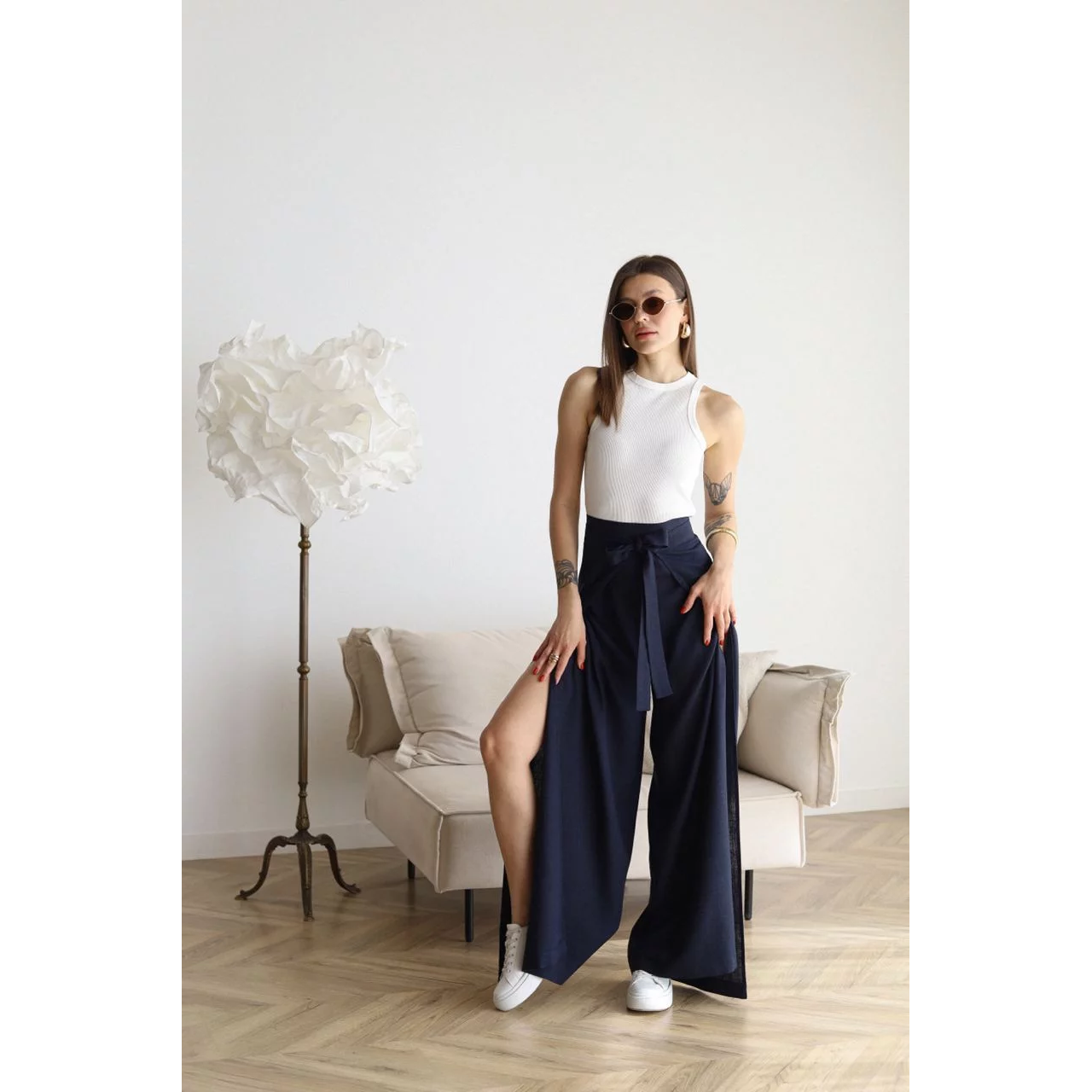 NOEMIE | Weite Leinenhose